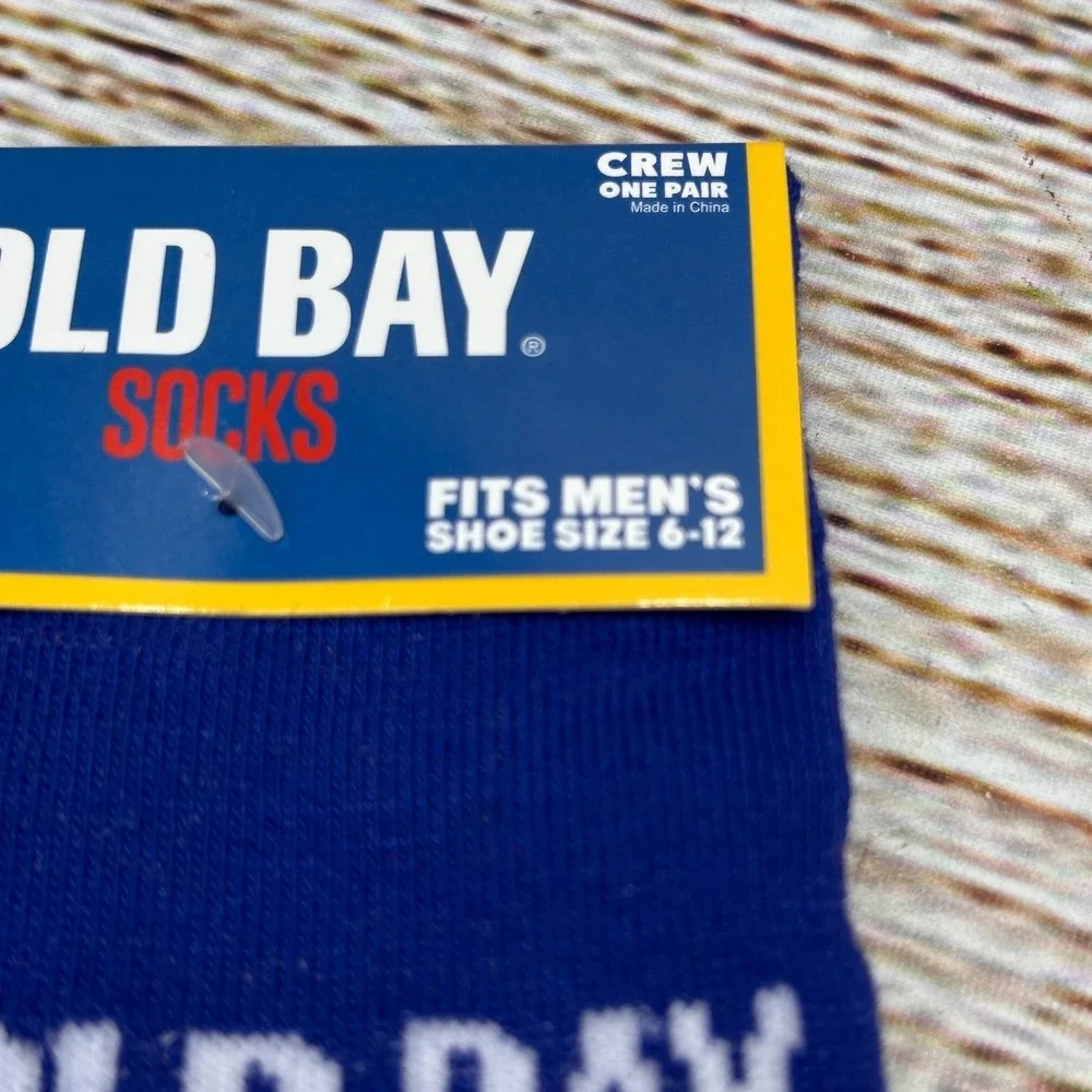 Old Bay‎ Seasoning Mens Crew Socks Yellow Blue Red Crab Lobster Size 6-12 NWT